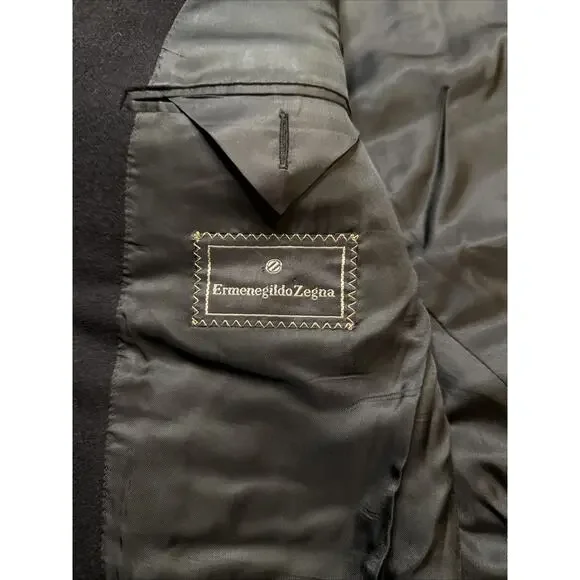 Mens 42 R Ermenegildo Zegna 100 % Cashmere Solid Black Blazer Made Switzerland - Picture 3 of 12